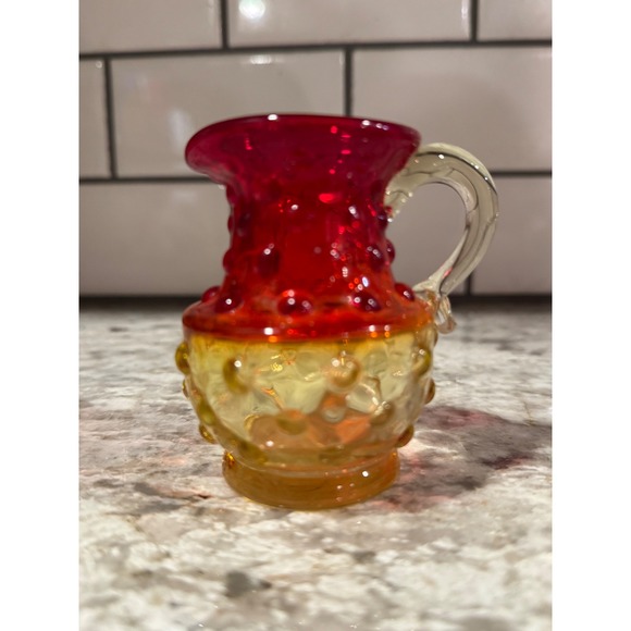 Kanawha Vintage Amberina hobnail 3.5" glass pitcher - Picture 6 of 10